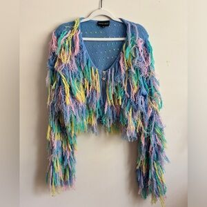 "Current Mood" Trendy fringe sweater.